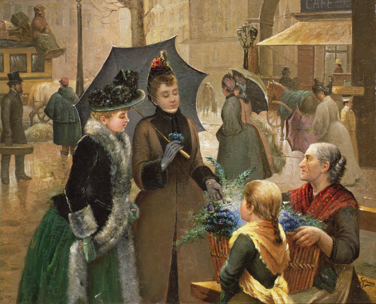Achat de fleurs, XIXe siècle - G. Salanson
