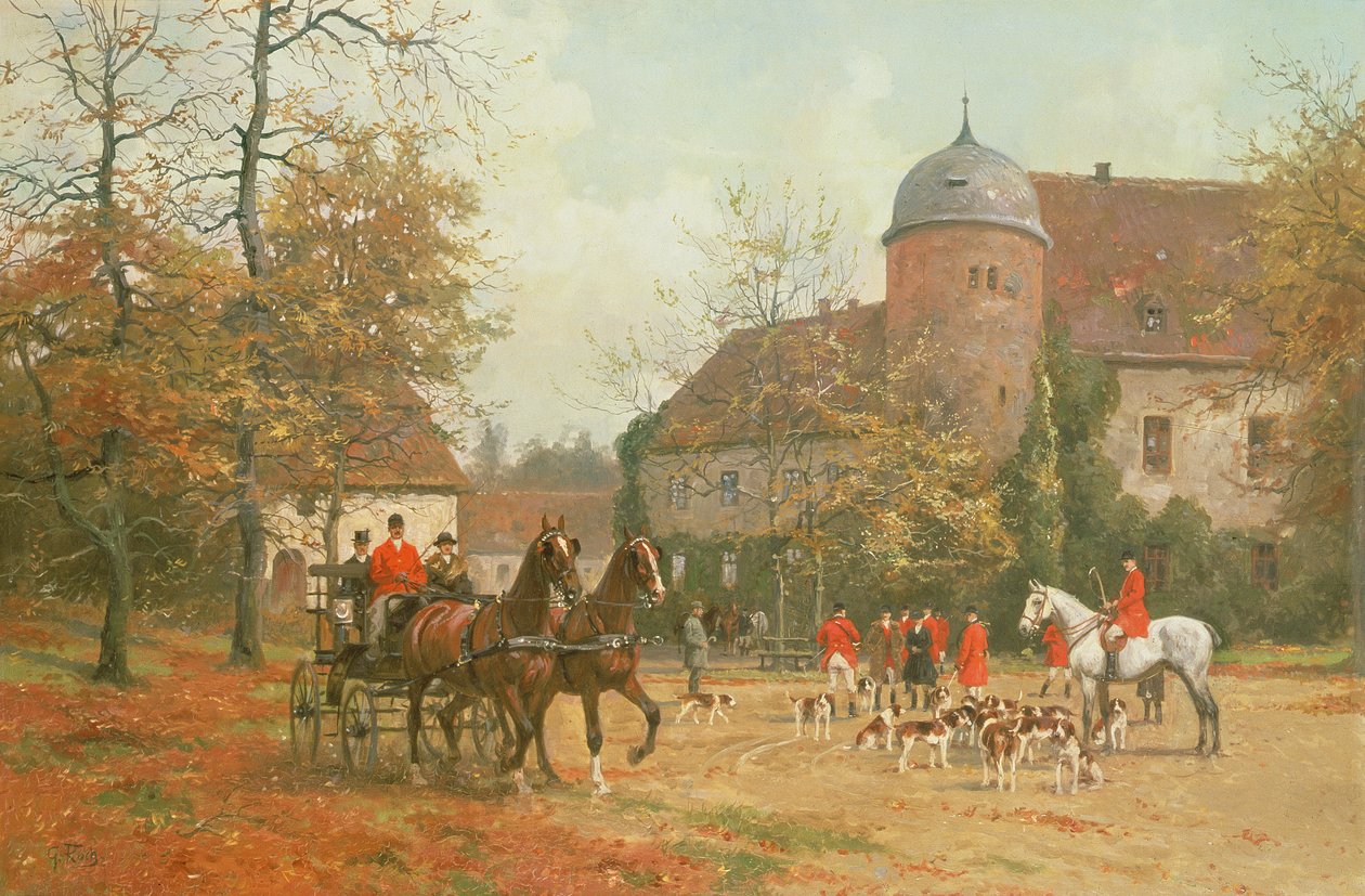 Arrivée pour la chasse, 19ème siècle - G. Koch