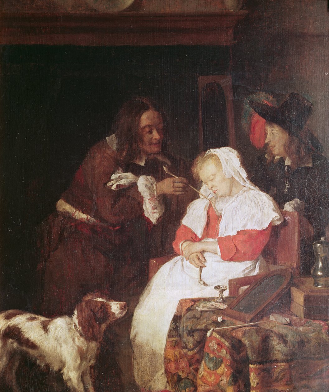 Deux hommes avec une femme endormie - Gabriel Metsu