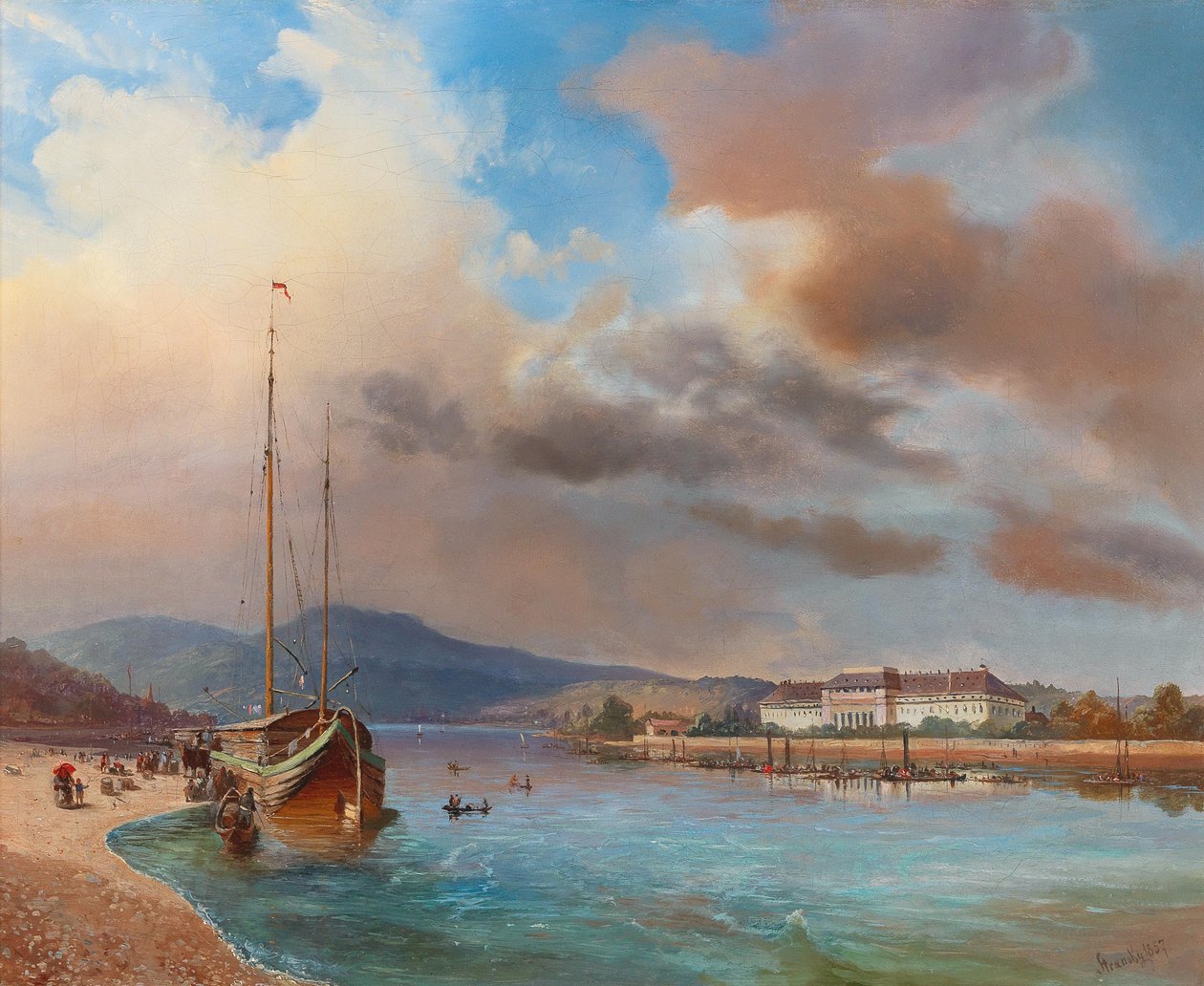 Scène de Coblence sur le Rhin - Gabriel Stransky