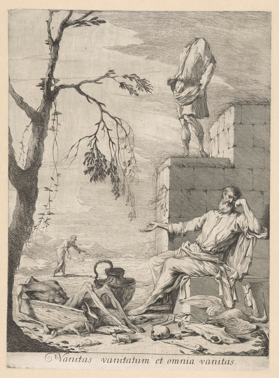 Philosophe en deuil entouré de symboles de vanité - Gabriel Ehinger