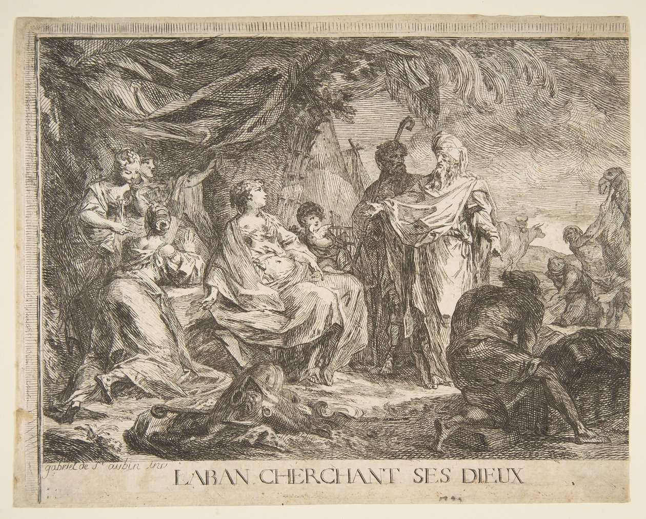 Laban cherchant ses dieux - Gabriel de Saint Aubin