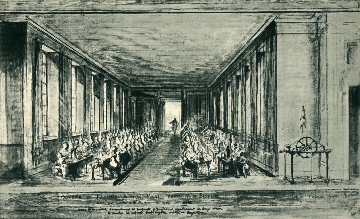 Salle de filature, vers 1776, 1943 - Gabriel de Saint Aubin