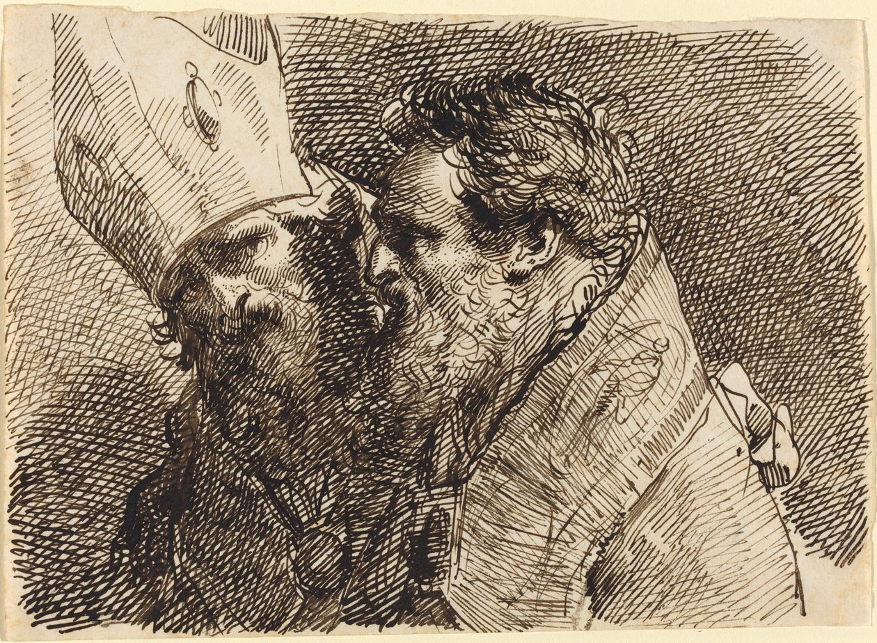 Têtes de deux évêques - Gaetano Gandolfi