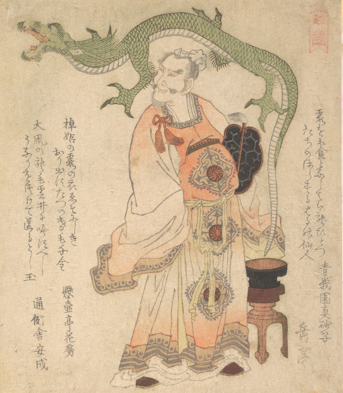 Sage chinois évoquant un dragon - Gakutei