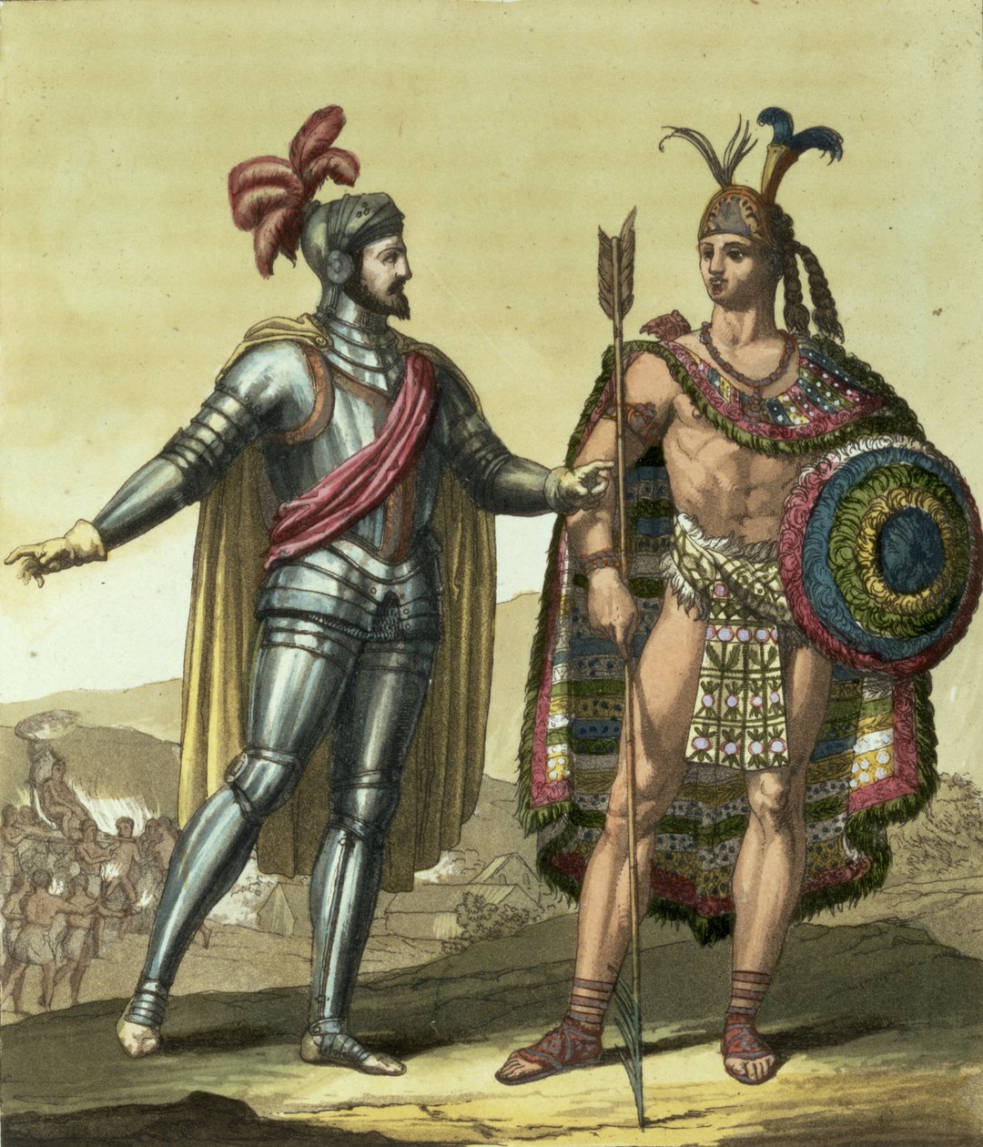 Conquistador avec un chef amérindien - Gallo Gallina