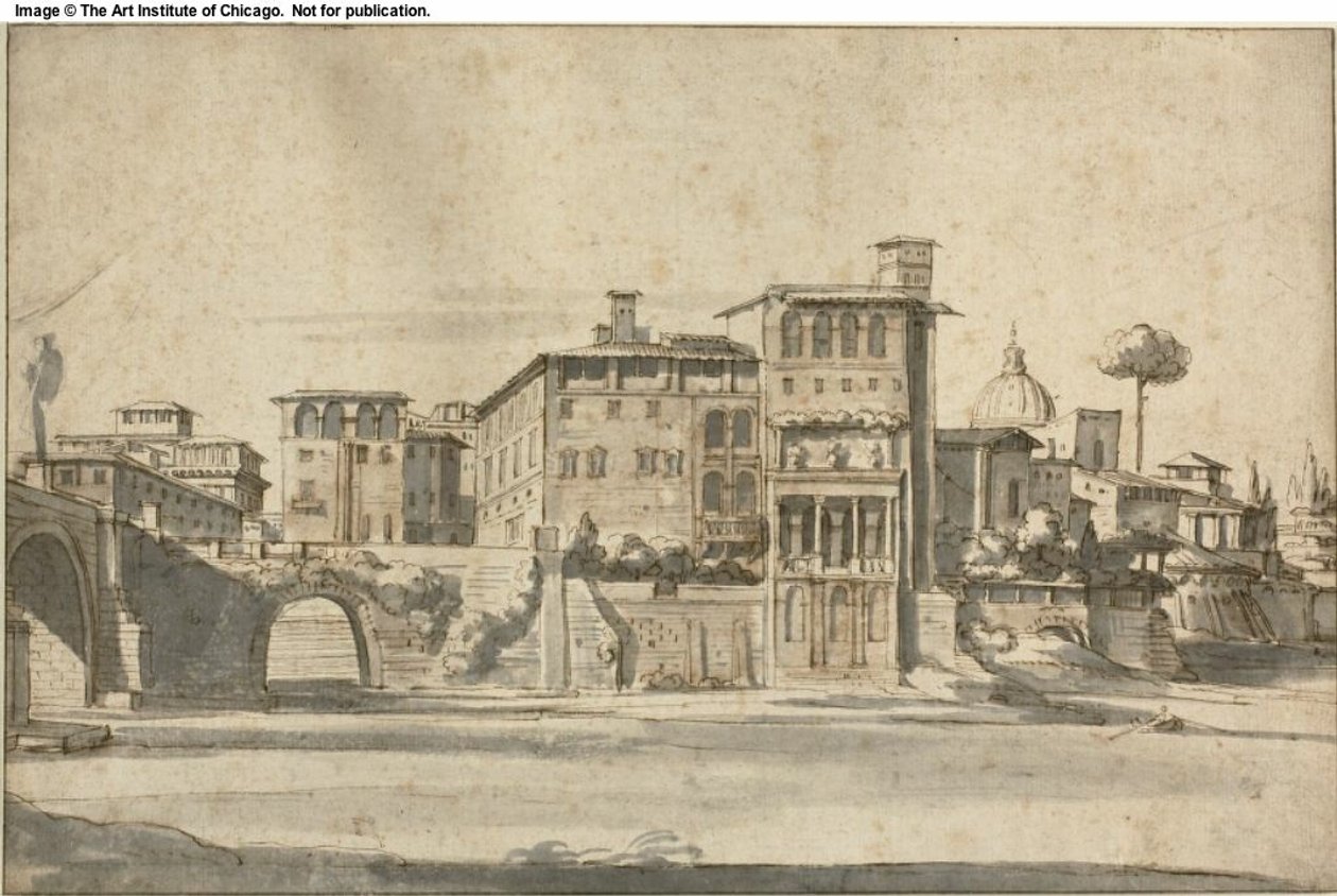 Maisons sur le Tibre - Gaspar van Wittel