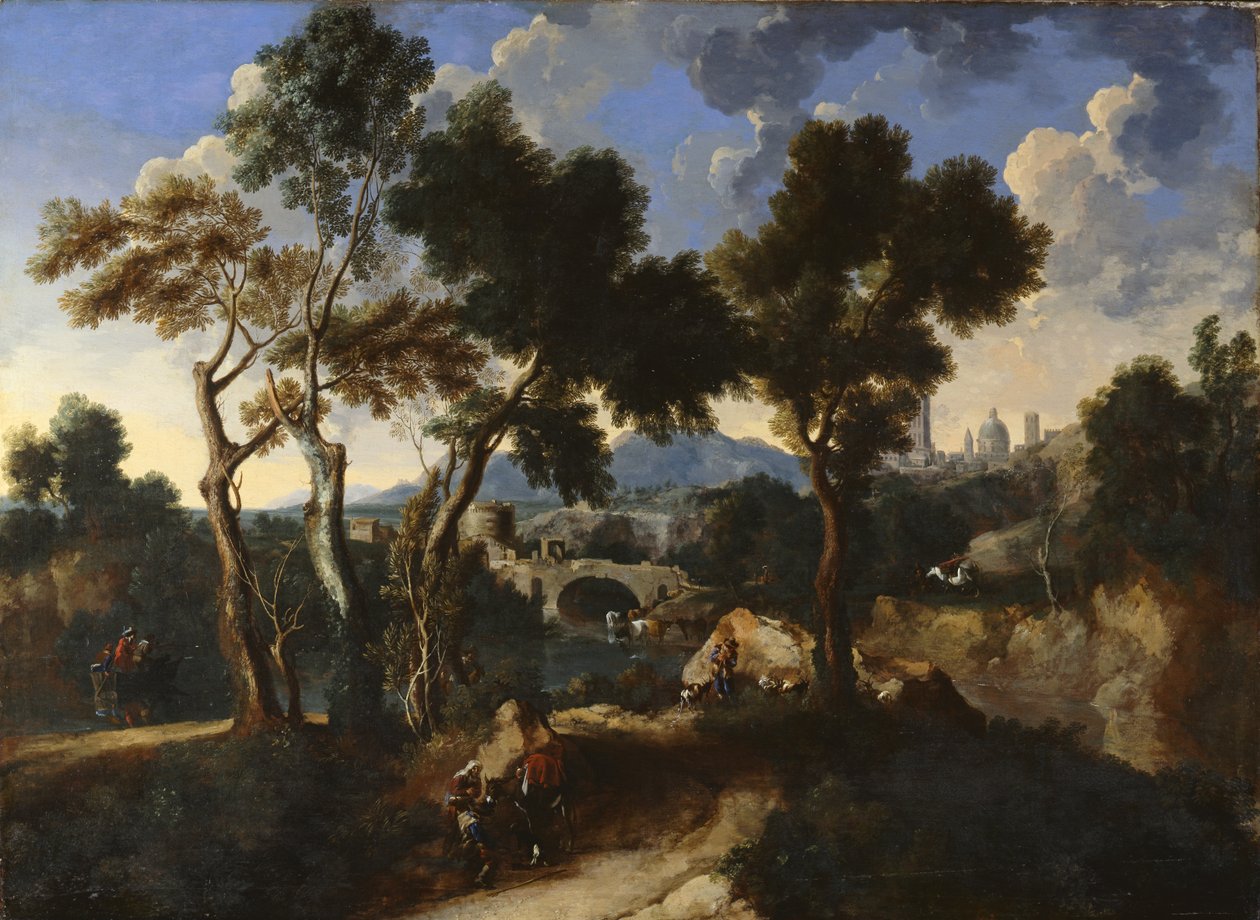 Paysage avec villageois, vers 1640 - Gaspard and Miel, Jan van Dughet