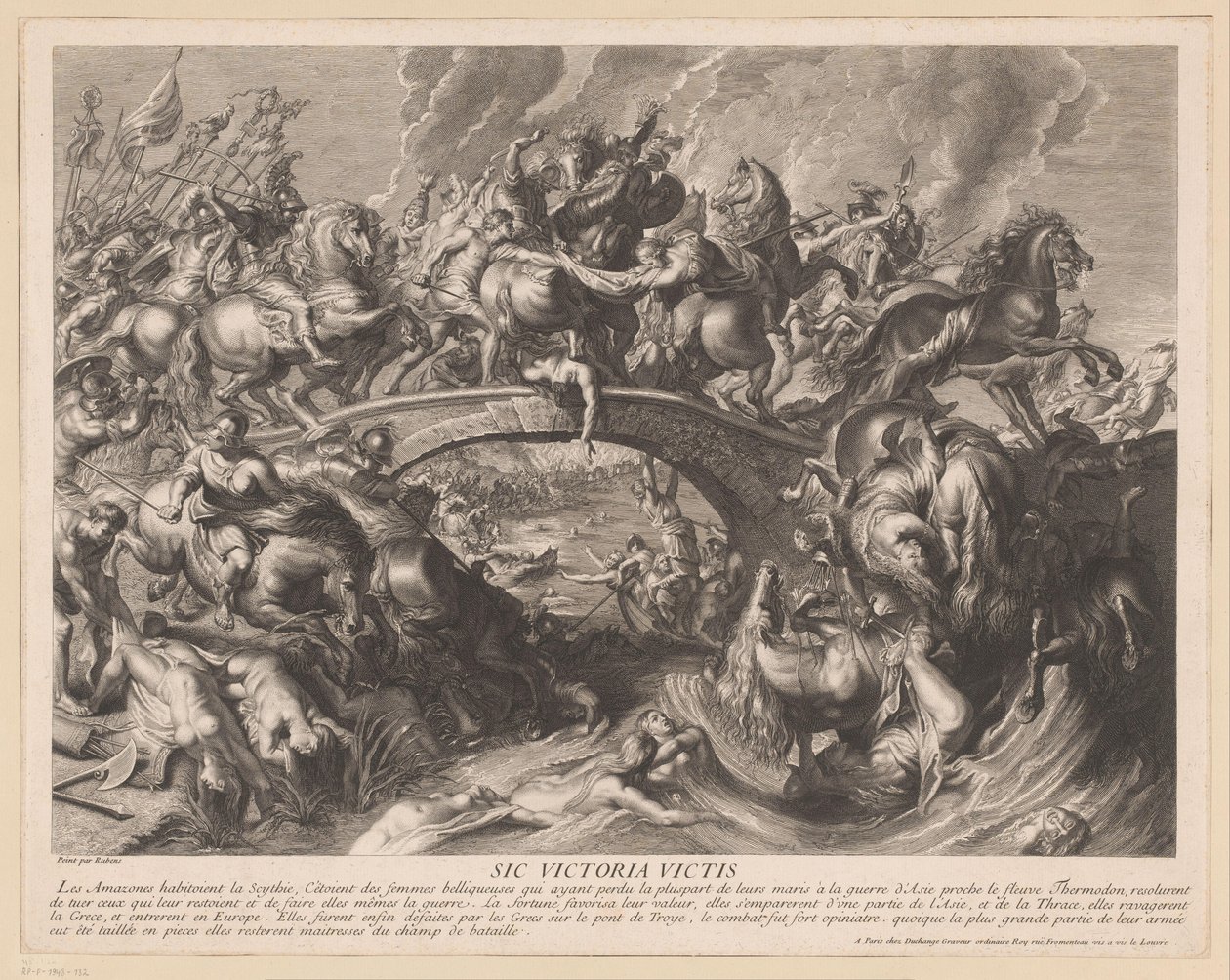 Bataille des Amazones sur un pont - Gaspard Duchange (attributed to)