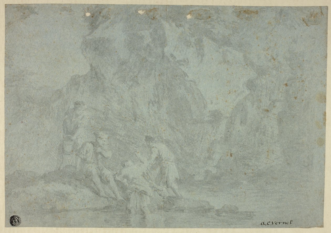 Paysage rocheux avec figures - Gaspard Dughet