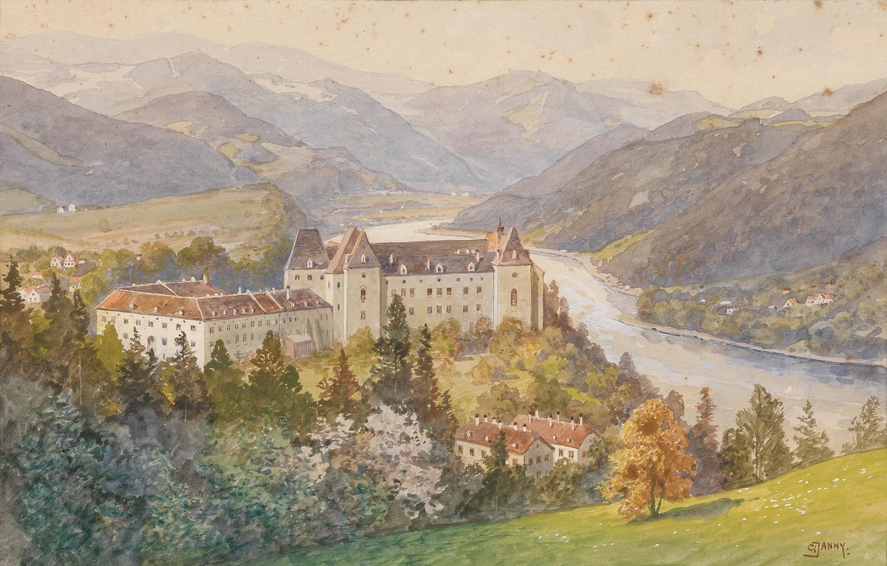 Vue sur le château de Grein et le Danube - Georg Janny