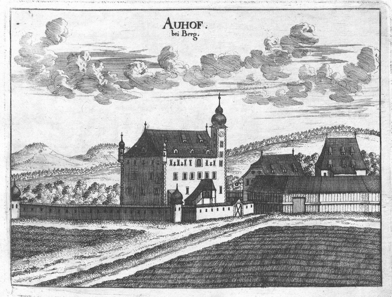 Gravure, vue du château d