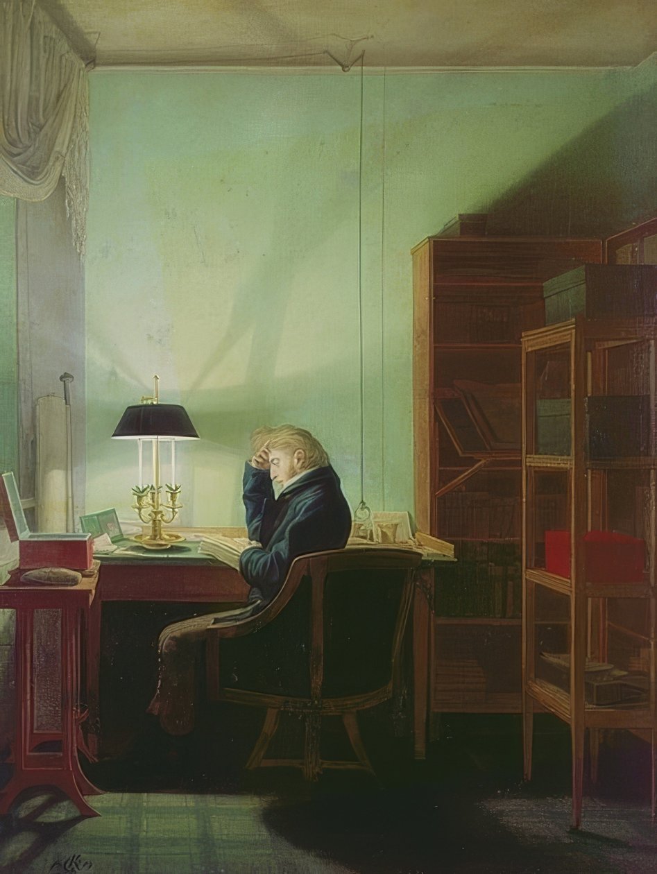 Lecteur à la lumière de la lampe - Georg Friedrich Kersting