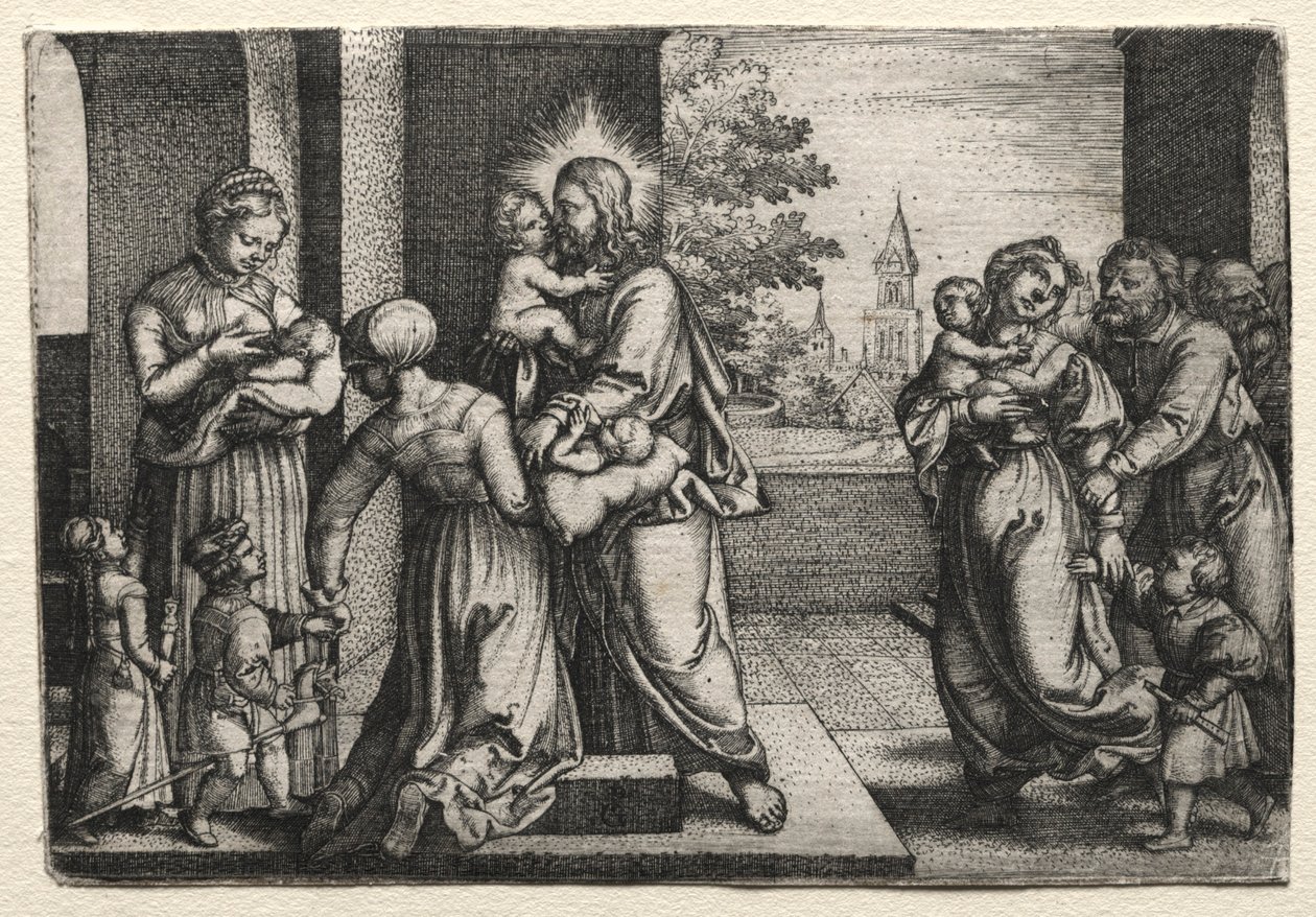 Le Christ avec les petits enfants, vers 1548 - Georg Pencz