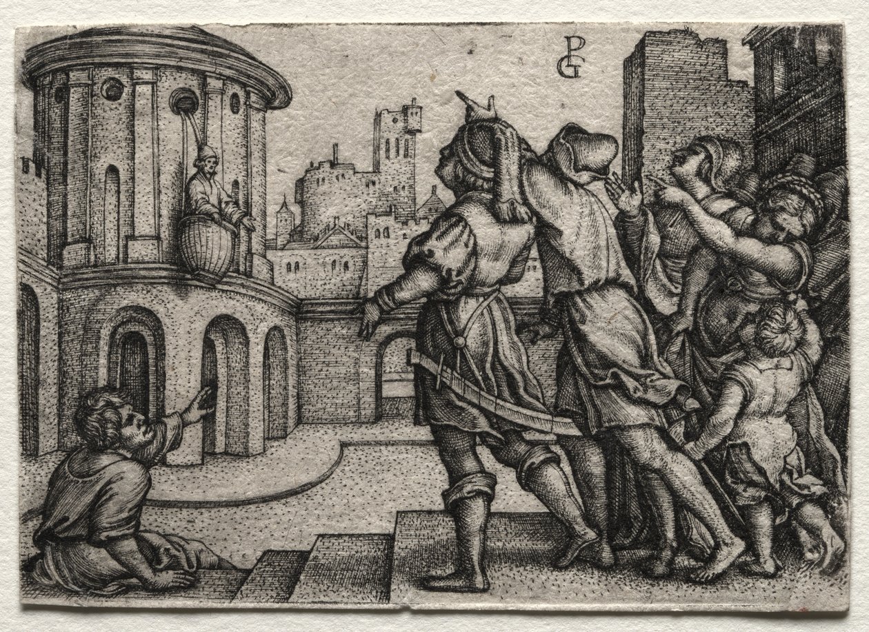 Virgile suspendu dans un panier - Georg Pencz