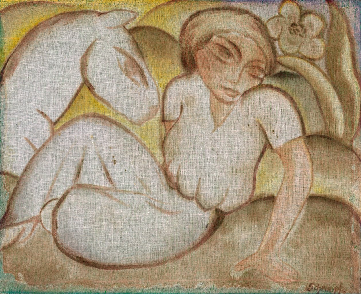 Femme avec un âne - Georg Schrimpf