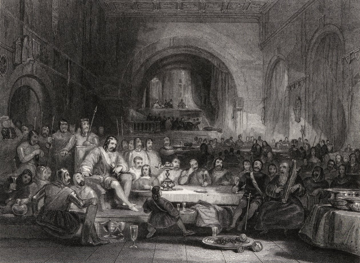 Prince Llewellyn et ses barons, gravé par William Radclyffe (1783-1855) - George Cattermole