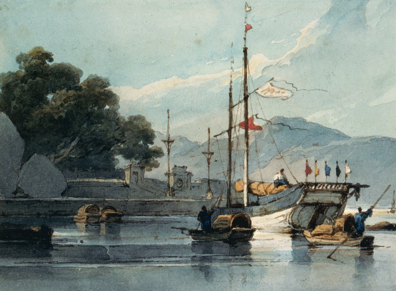 Navires sur une rivière chinoise - George Chinnery