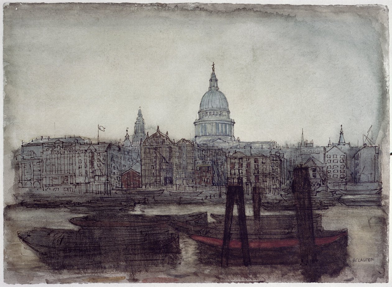Cathédrale Saint-Paul : vue de la Tamise - George Clausen