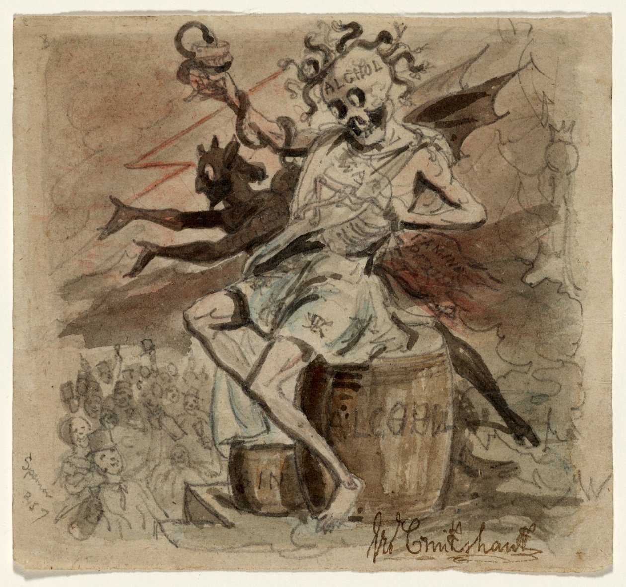 Alcool, la mort et le diable, 1830 - George Cruikshank
