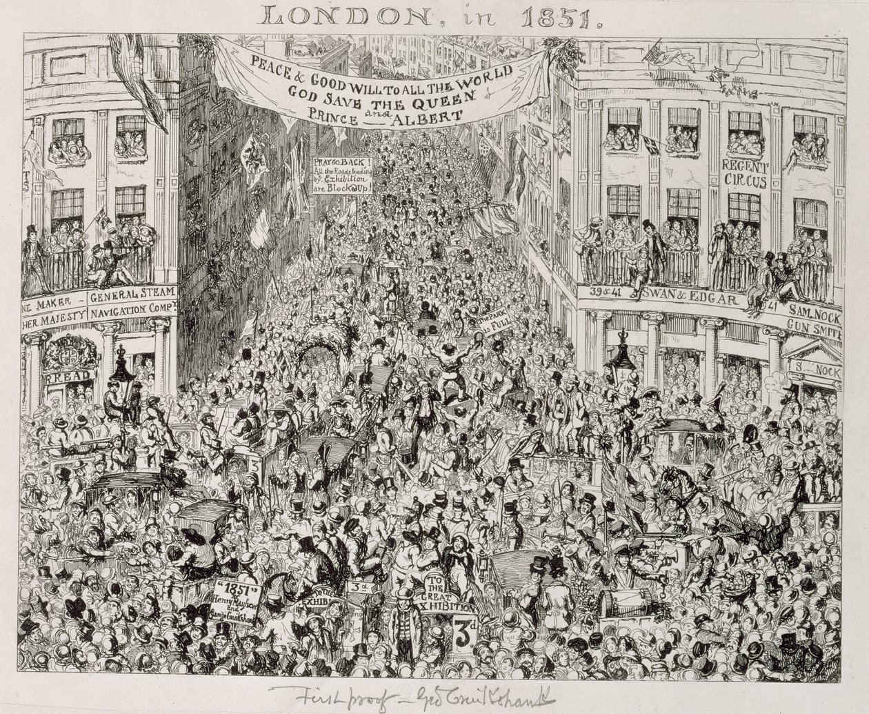 Piccadilly pendant la Grande Exposition, 1851 - George Cruikshank