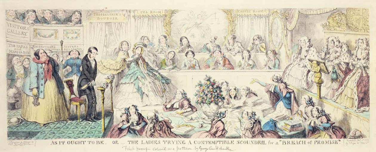 La Rupture de Promesse - caricature gravure à la main - George Cruikshank