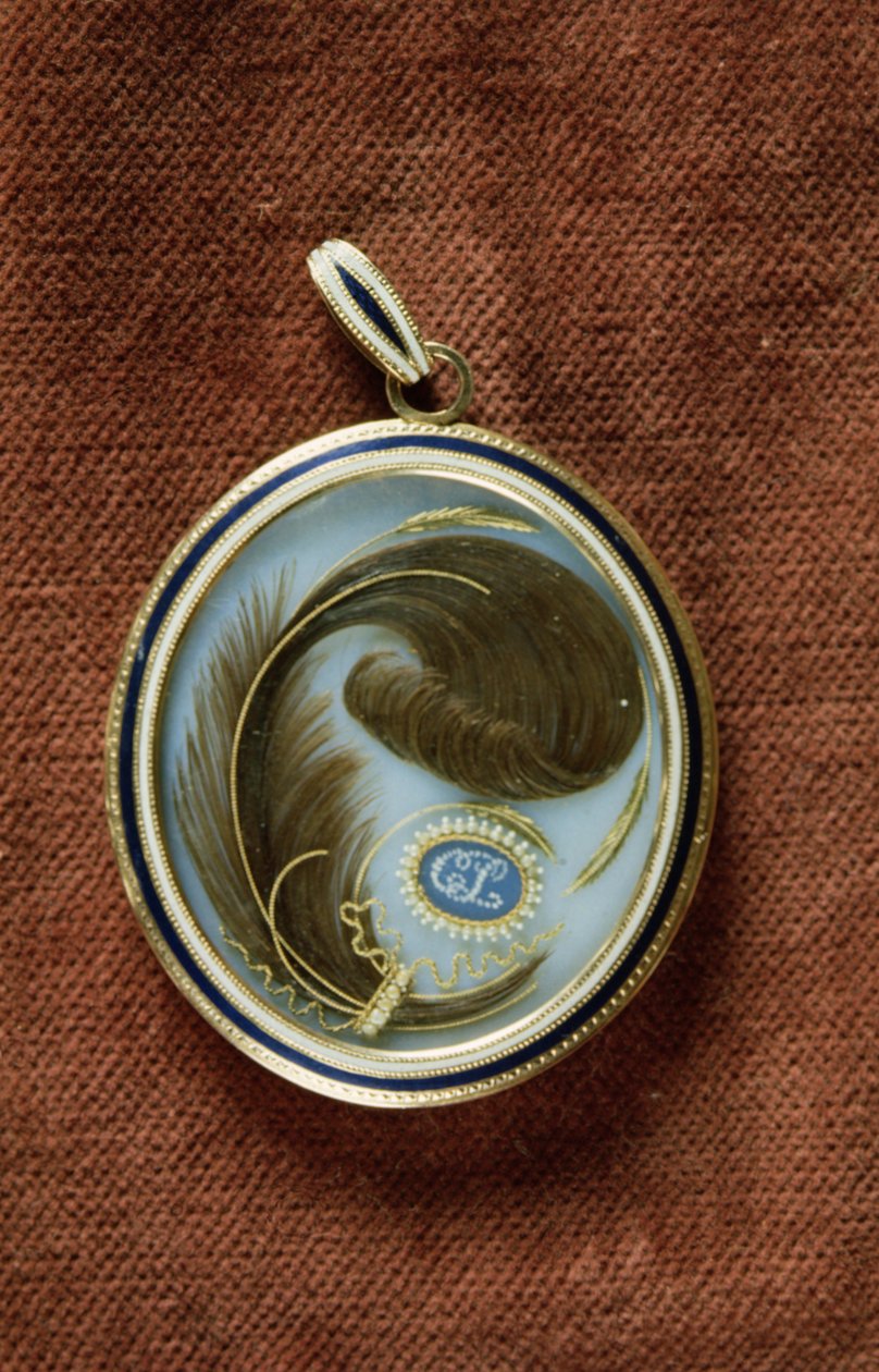 Médaillon émaillé contenant une mèche de cheveux avec les initiales C. L. - George Engleheart
