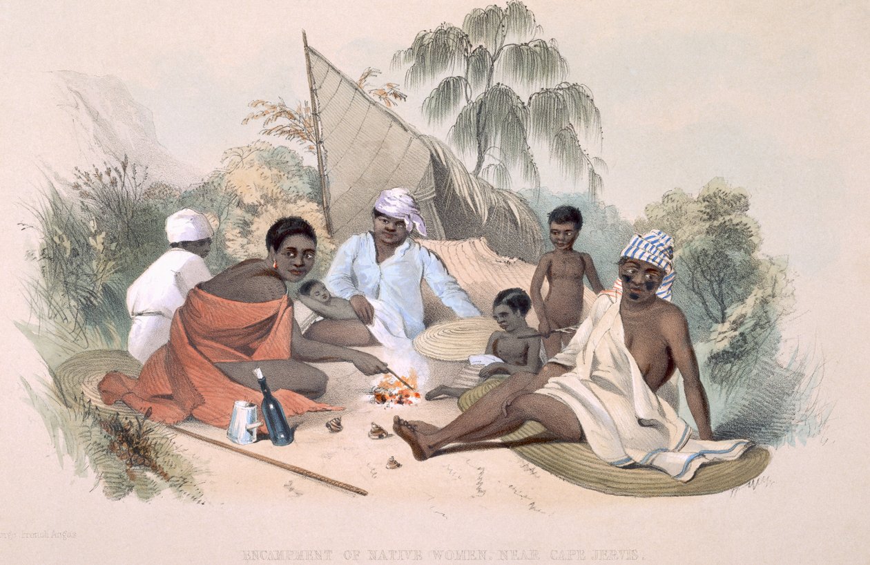 Les habitants aborigènes : campement de femmes indigènes, près du cap Jervis, de 