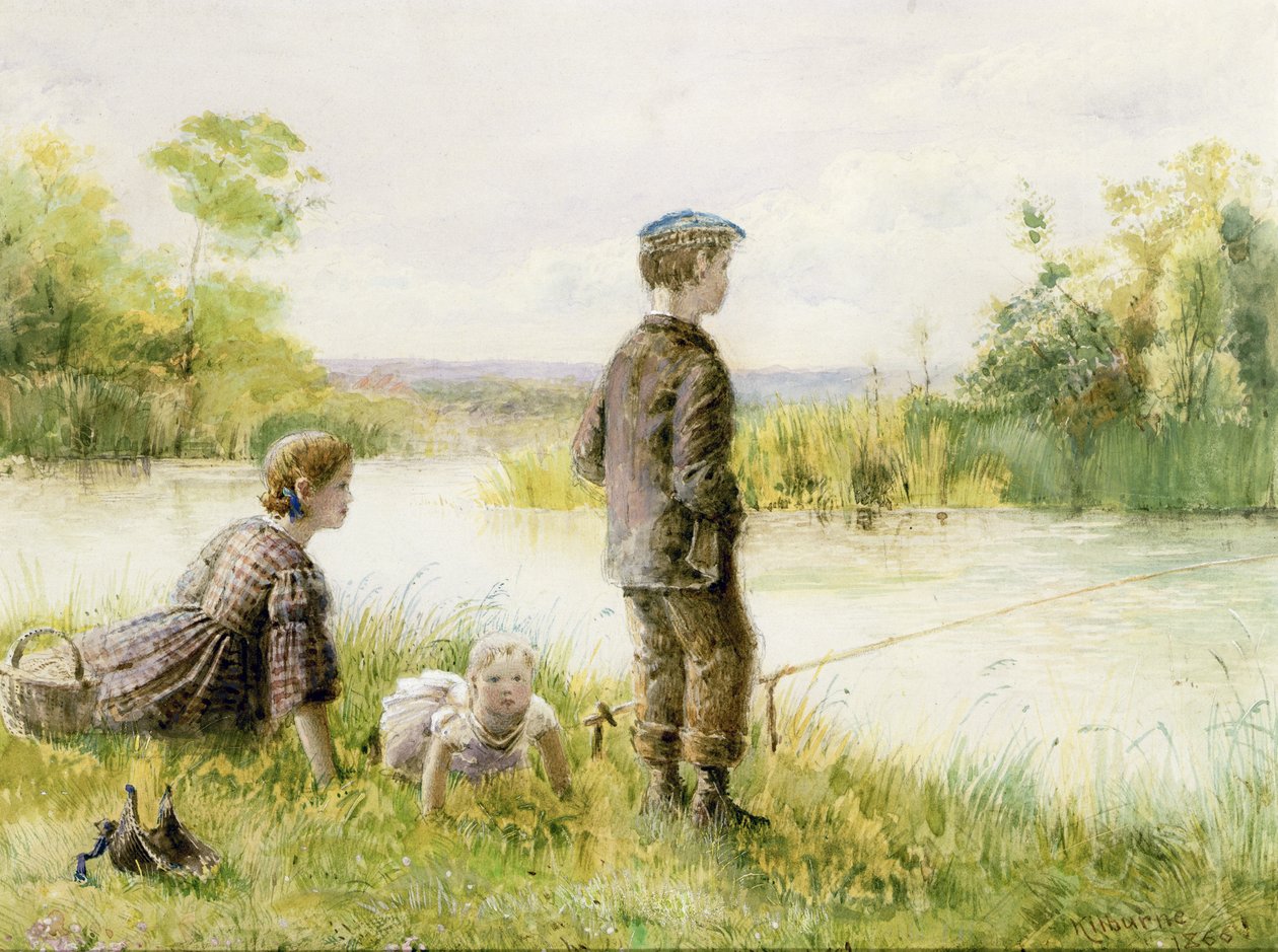 Enfants pêchant près d