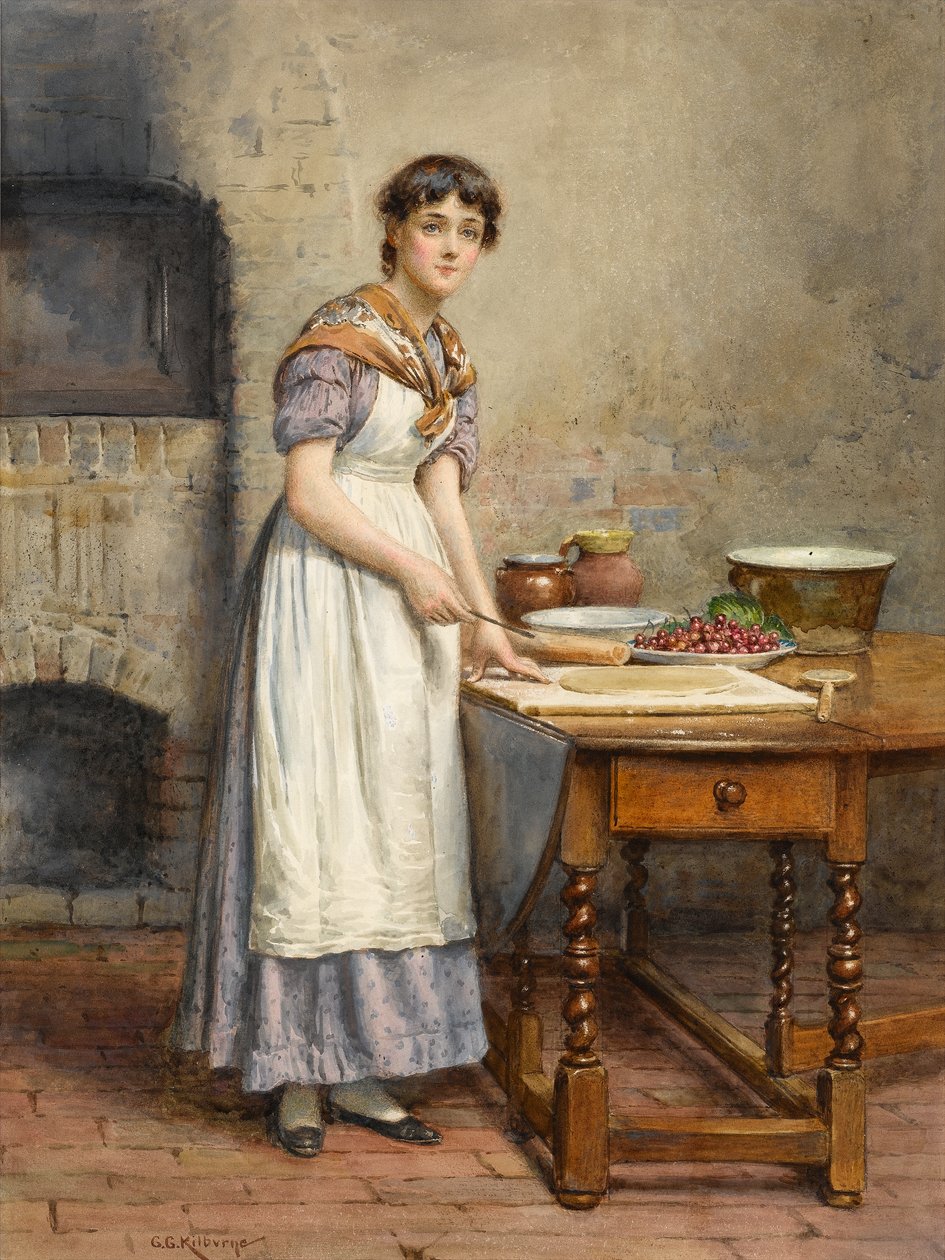 Faire une tarte aux cerises - George Goodwin Kilburne