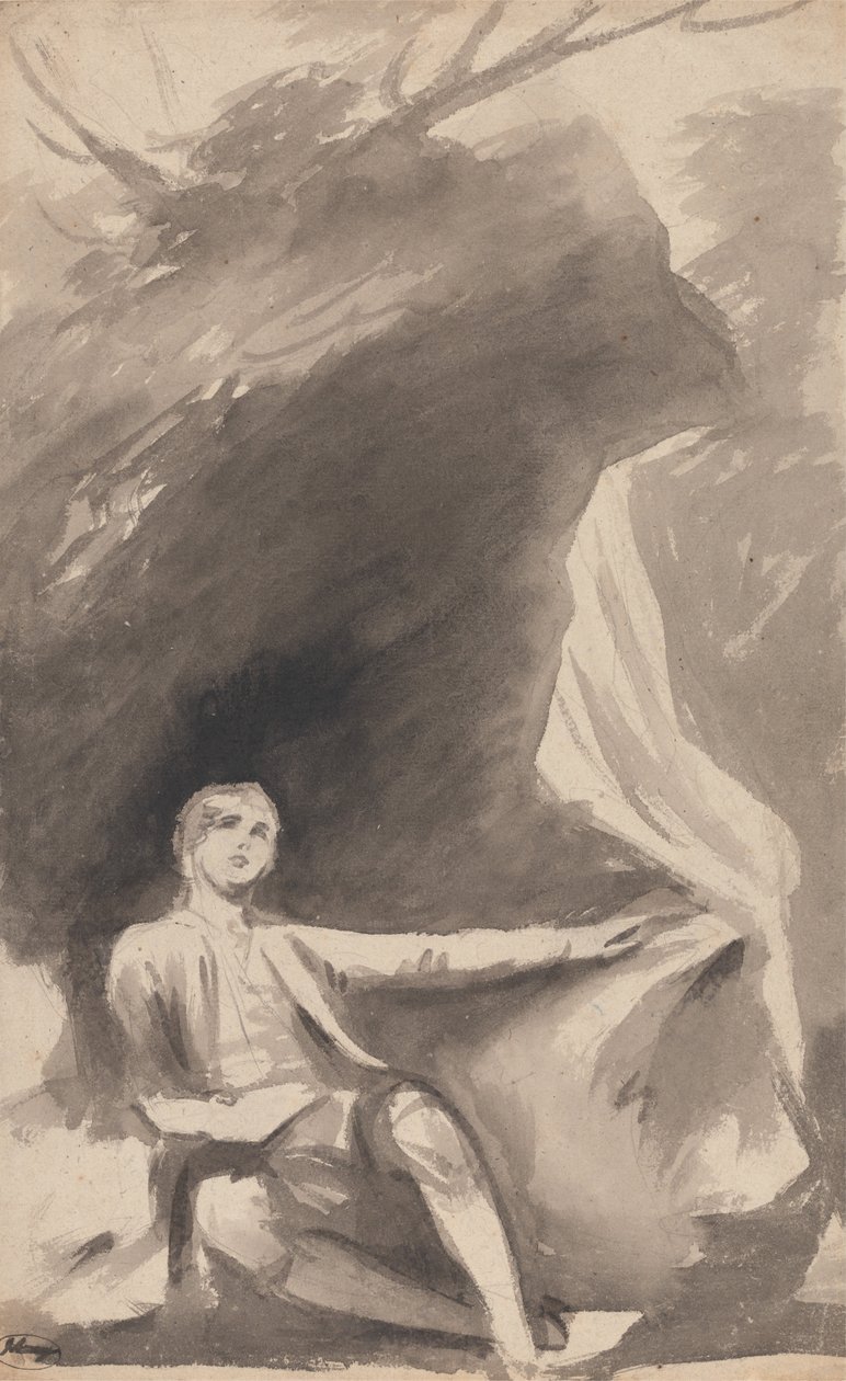 Garçon assis sous un rocher - George Romney