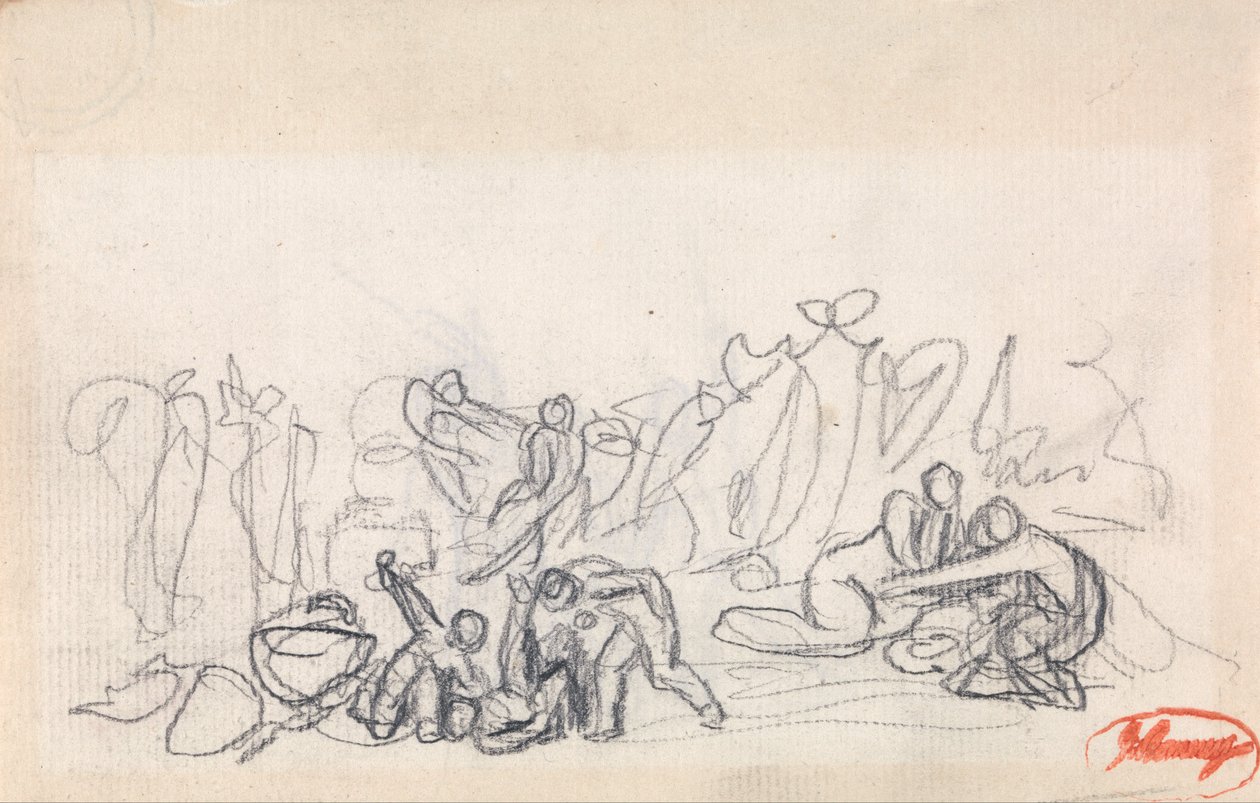 Groupe de figures, possiblement des femmes et des enfants jouant - George Romney