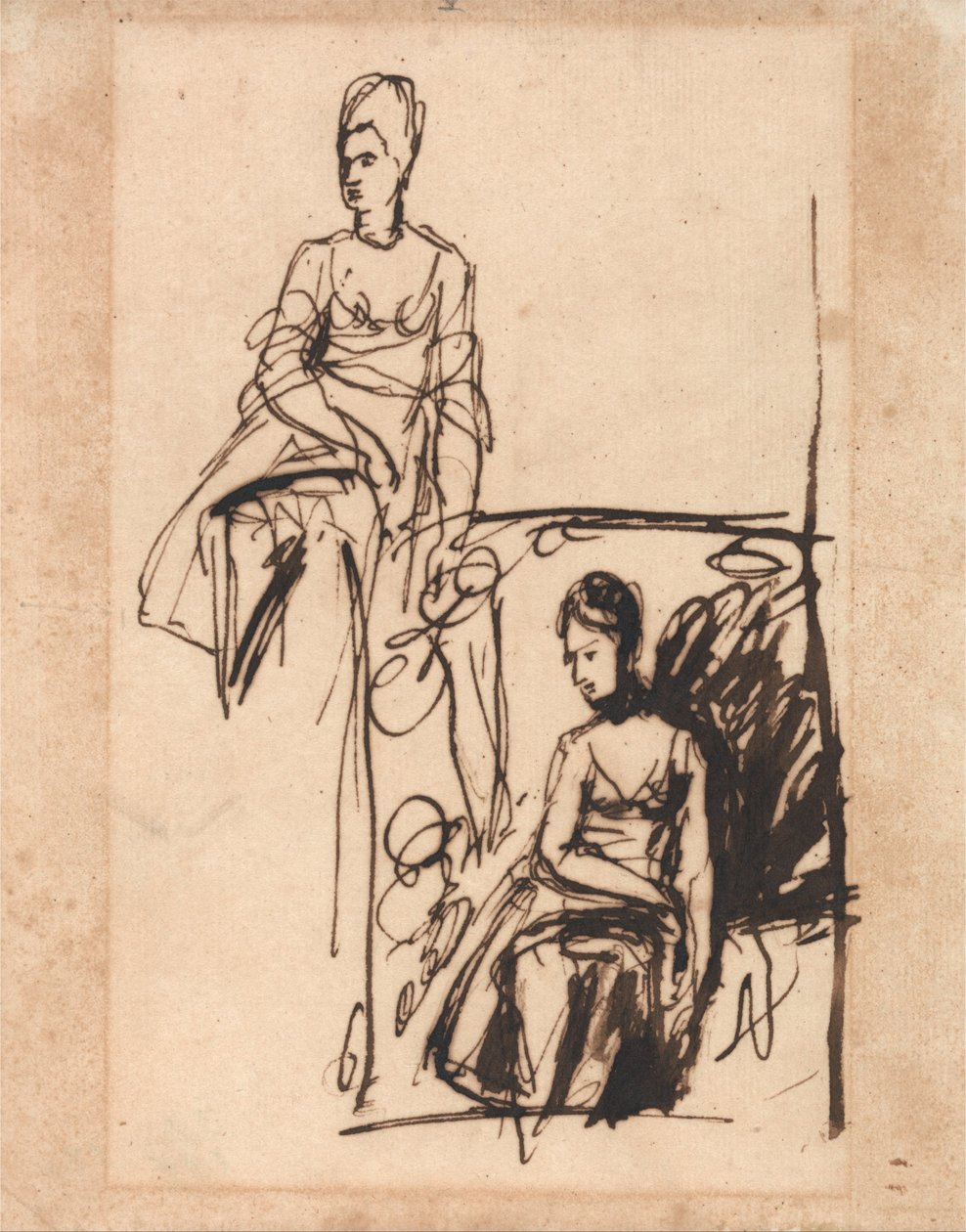 Femme assise, deux études - George Romney