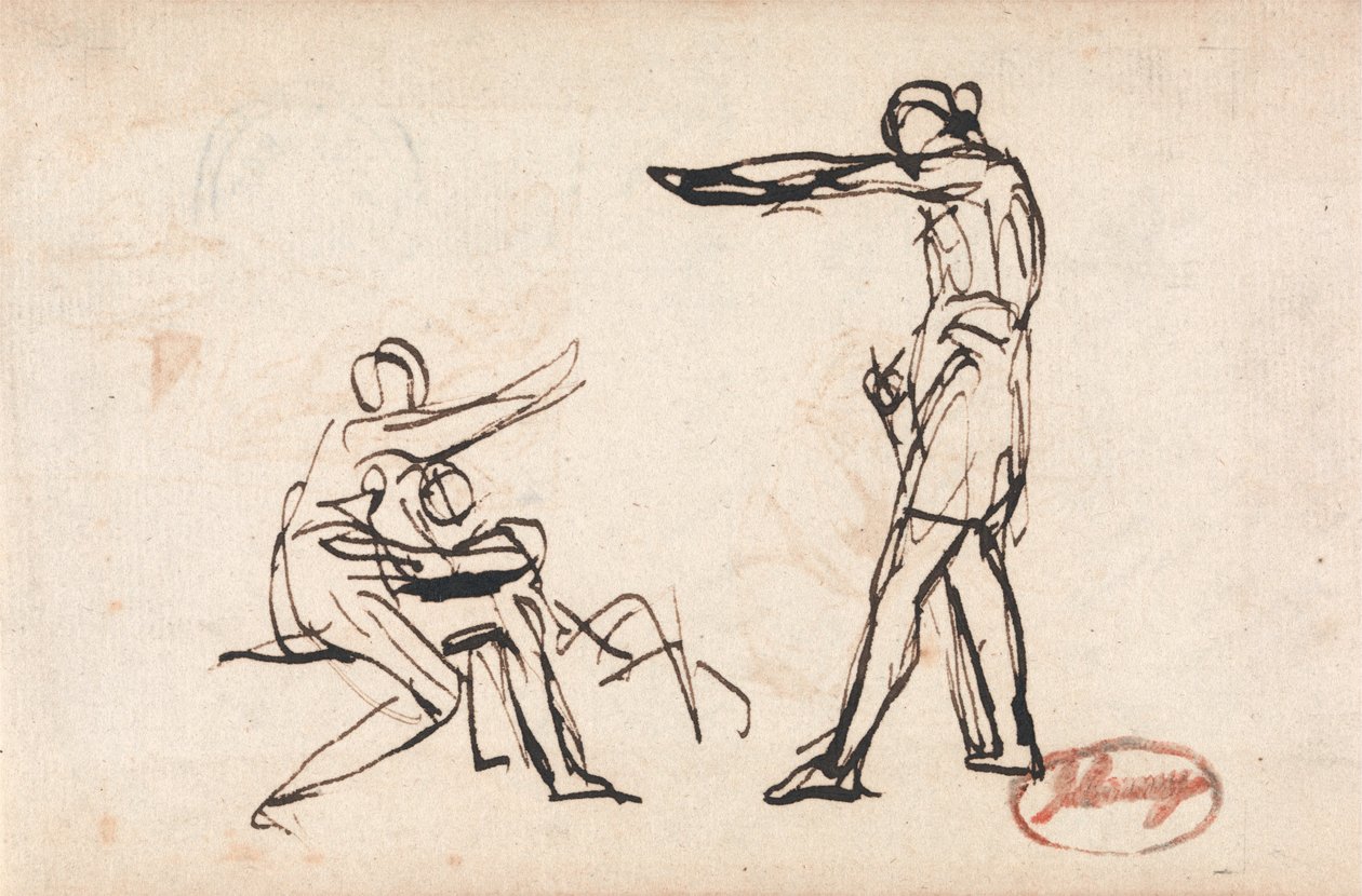 Figure debout menaçant une mère et un enfant - George Romney