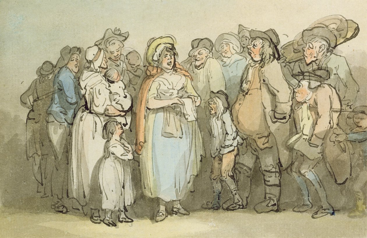 Étude de captifs dans une prison ou un lazaret avec une figure en robe au milieu - George Romney