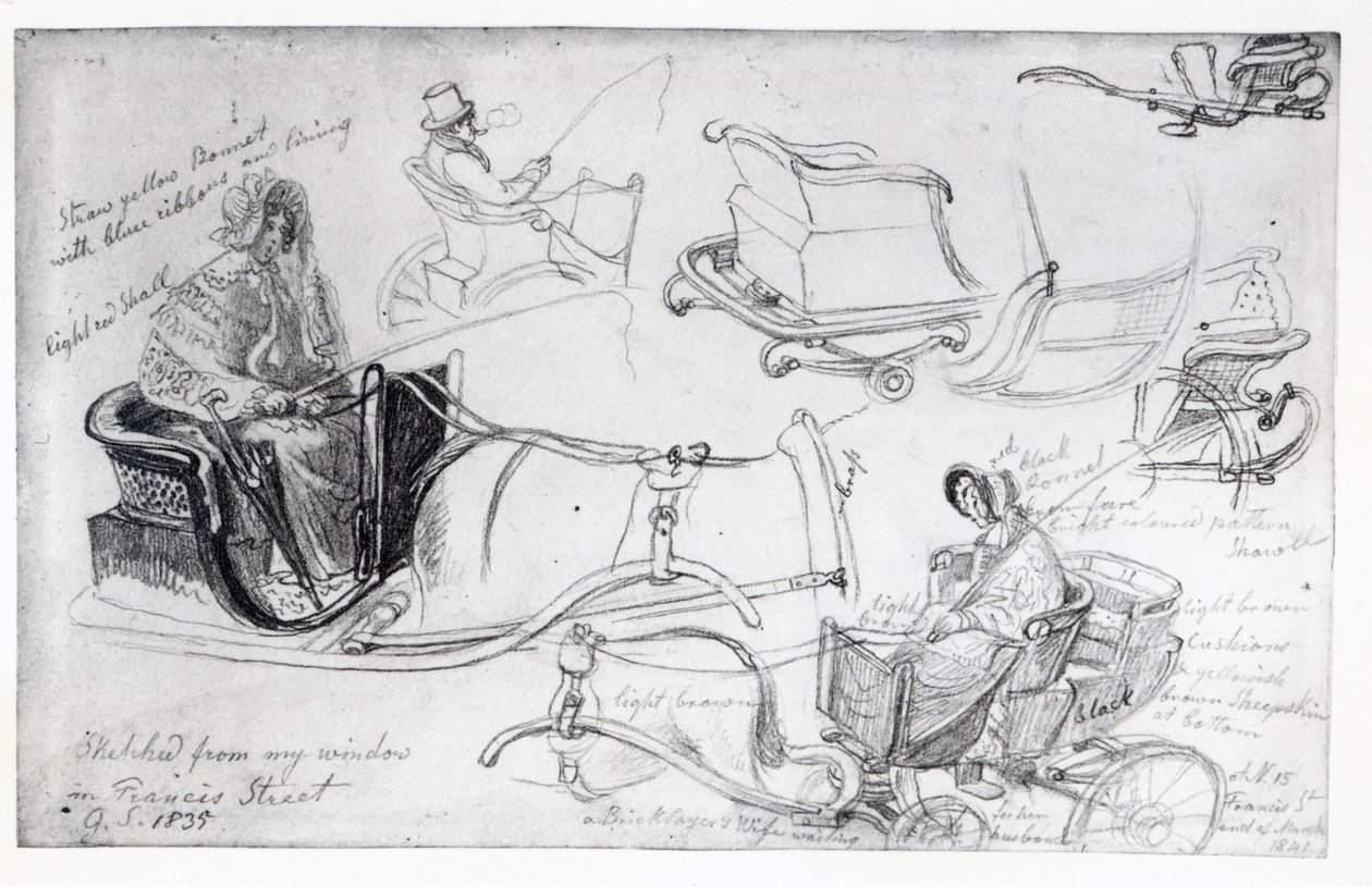 Poney et Traps sur Francis Street, Londres, 1835 - George Snr Scharf