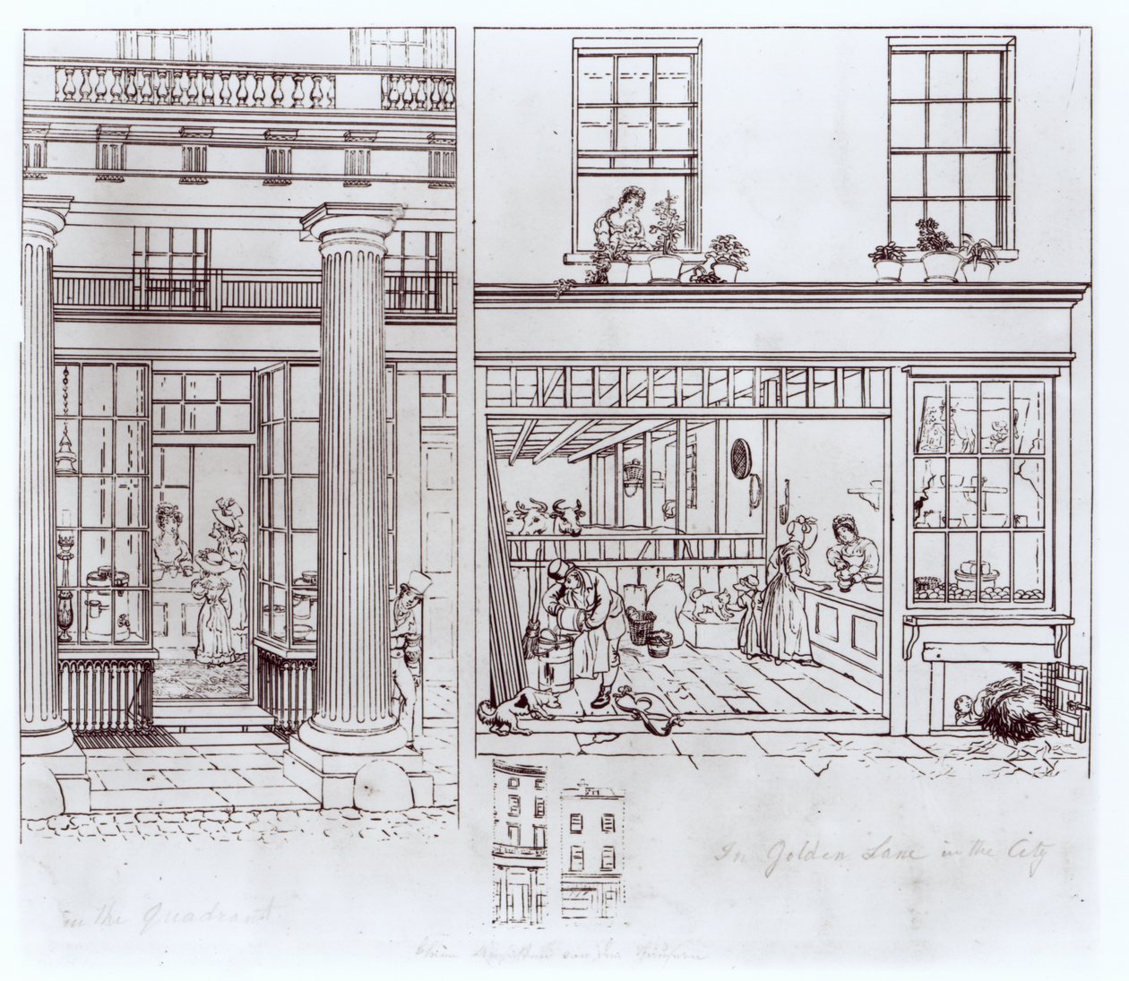 Le Quadrant, Regent Street et Golden Lane, Londres, vers 1829 - George Snr Scharf