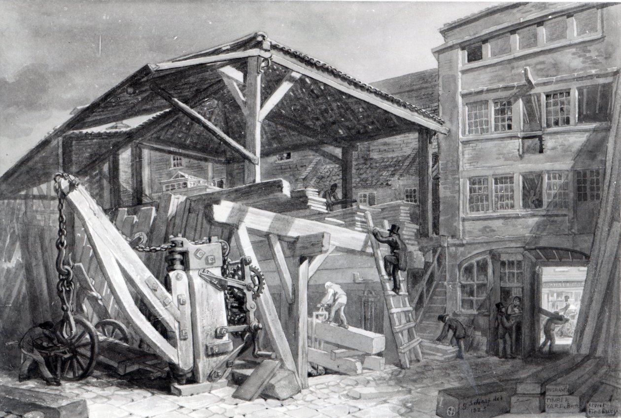 Cour à bois, Finsbury, 1825 - George Snr Scharf