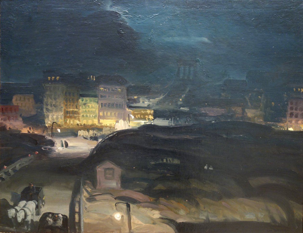 Approche du pont la nuit - George Bellows