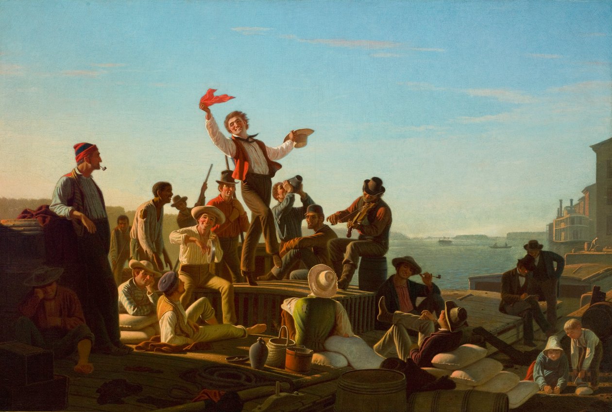 Jolly Flatboatmen au port - George Caleb Bingham