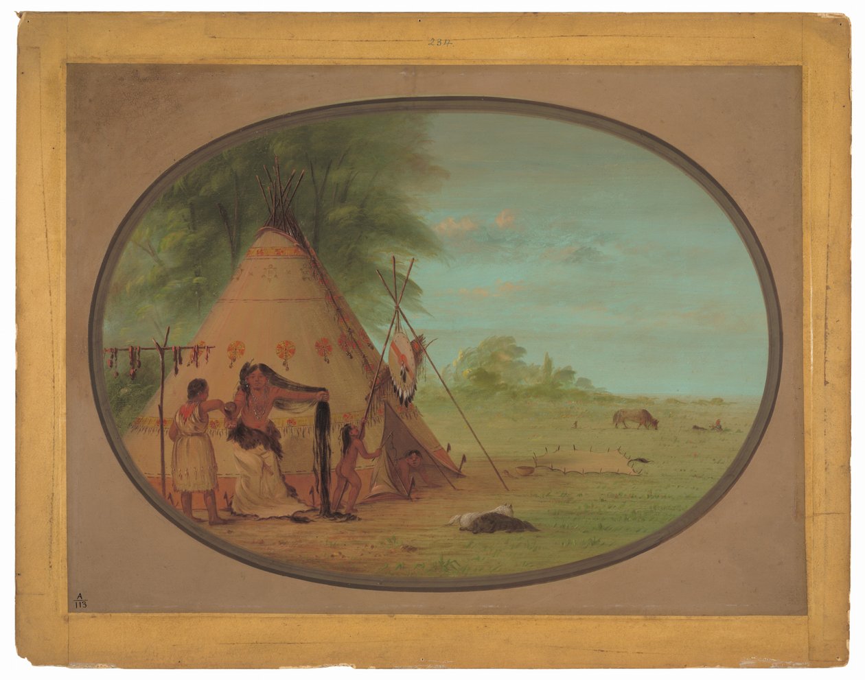 Un chef Crow à sa toilette - George Catlin