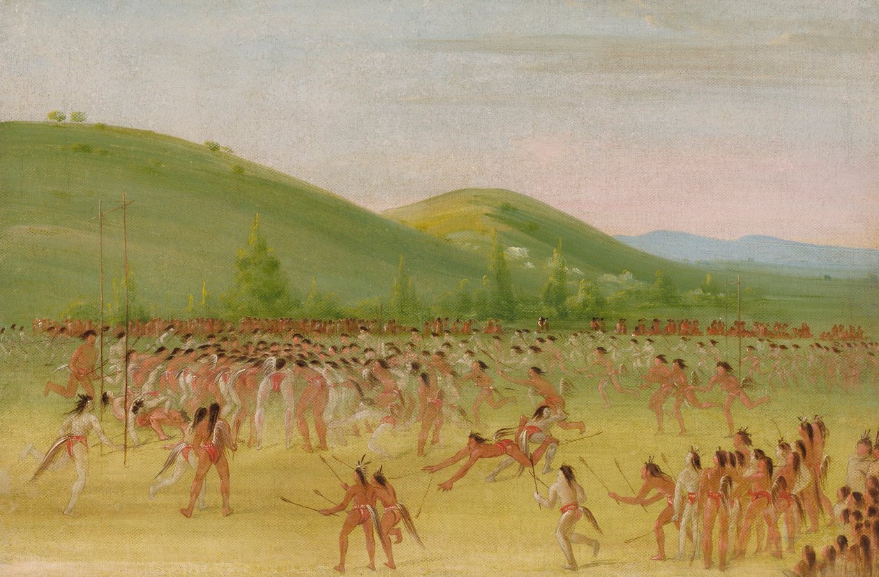 Jeu de balle des Choctaw--Ball Down - George Catlin