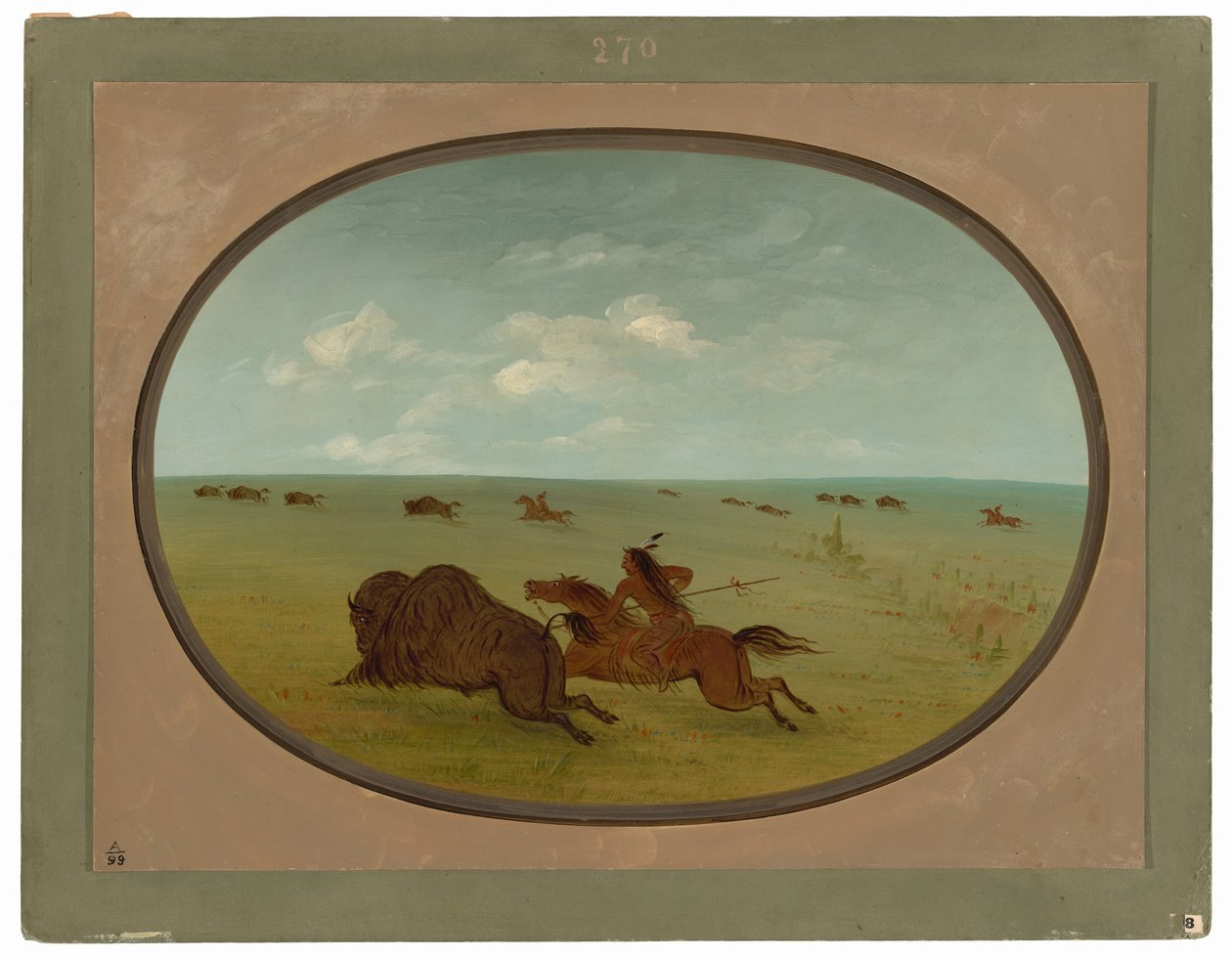 Chasse au bison, Indiens Sioux, Haut Missouri - George Catlin
