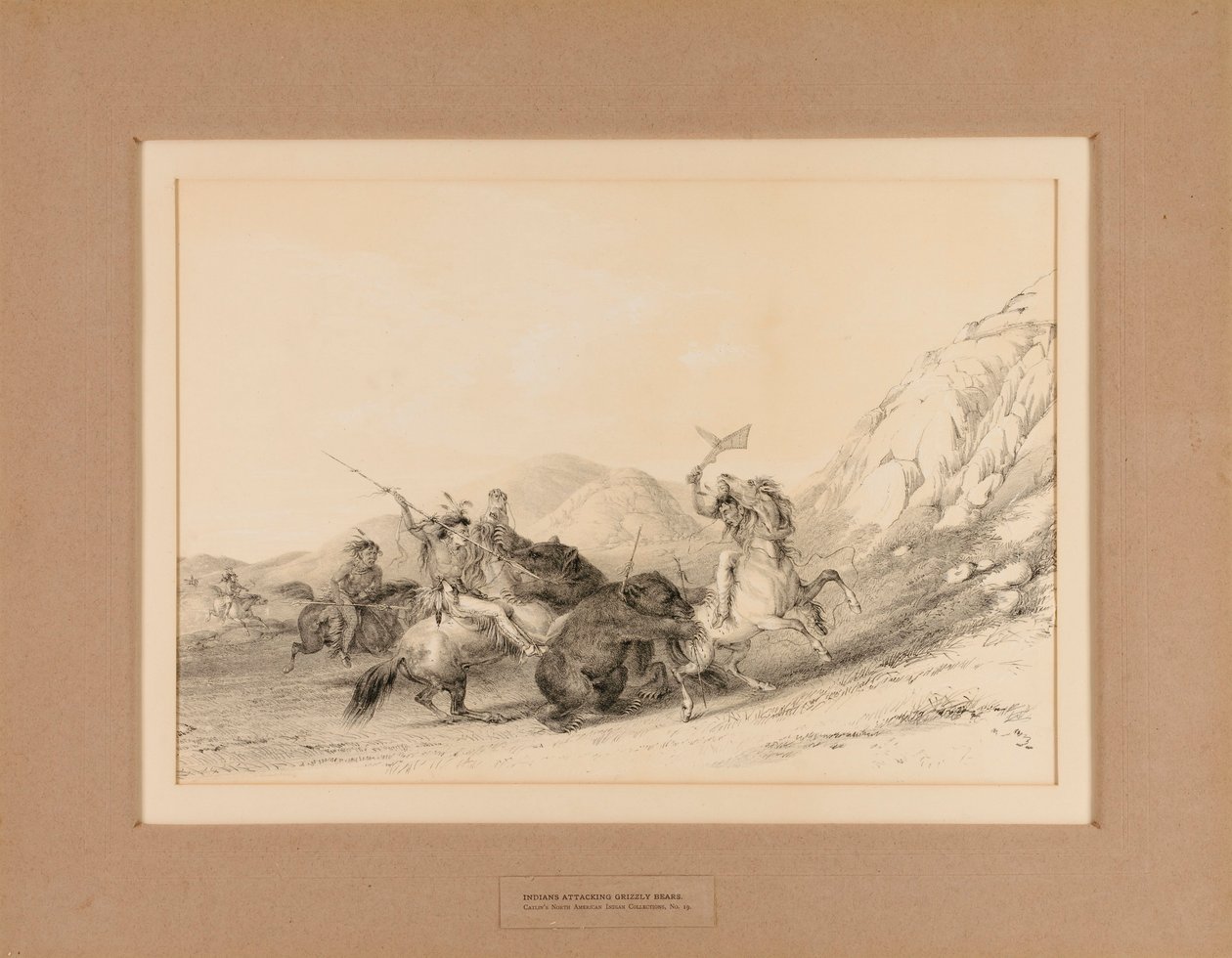 Indiens attaquant des ours grizzlis... no. 19 - George Catlin