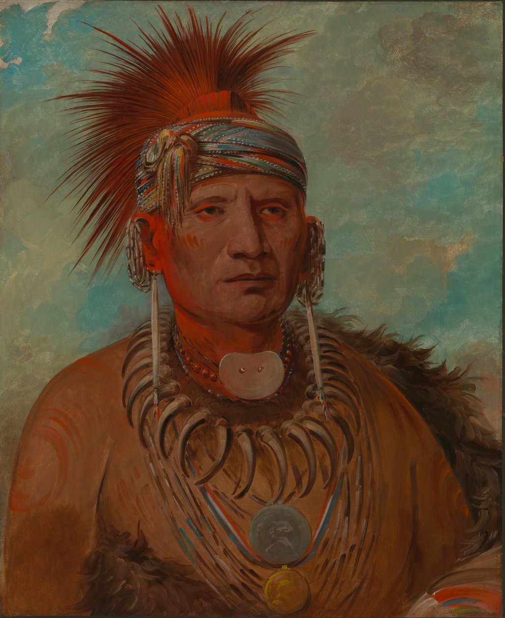 Neu-mon-ya, Pluie Marchante, Chef de guerre, 1844-1845 - George Catlin