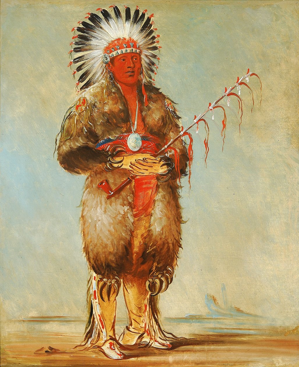 Ráw-no-way-wóh-krah, Pipestem lâche, un brave - George Catlin