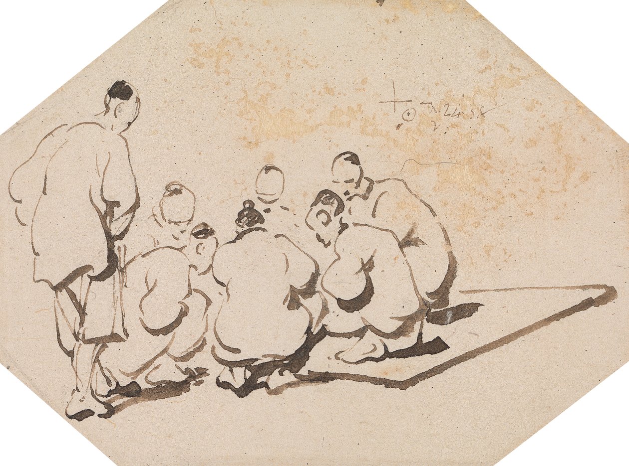Groupe de sept hommes jouant - George Chinnery
