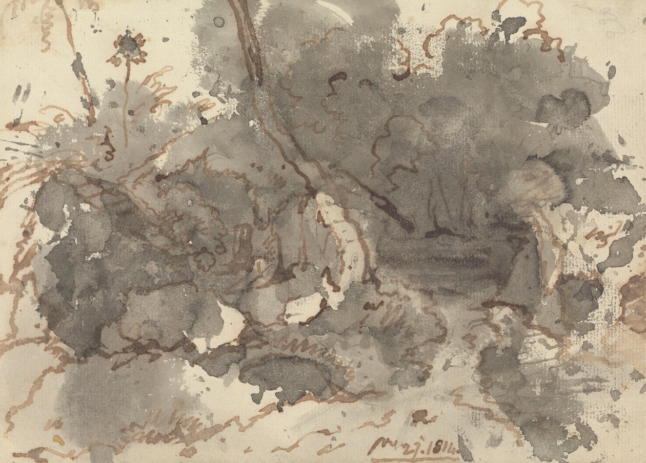 Bâtiment en chaume dans un bois - George Chinnery