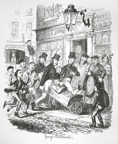 Un pickpocket en garde à vue, c.1835 - George Cruikshank