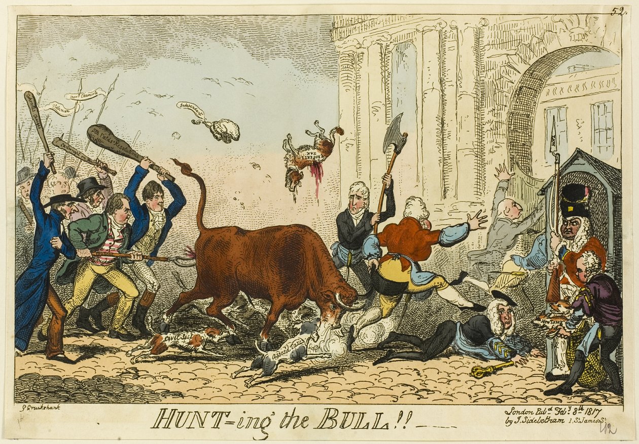 Chasse au taureau ! - George Cruikshank